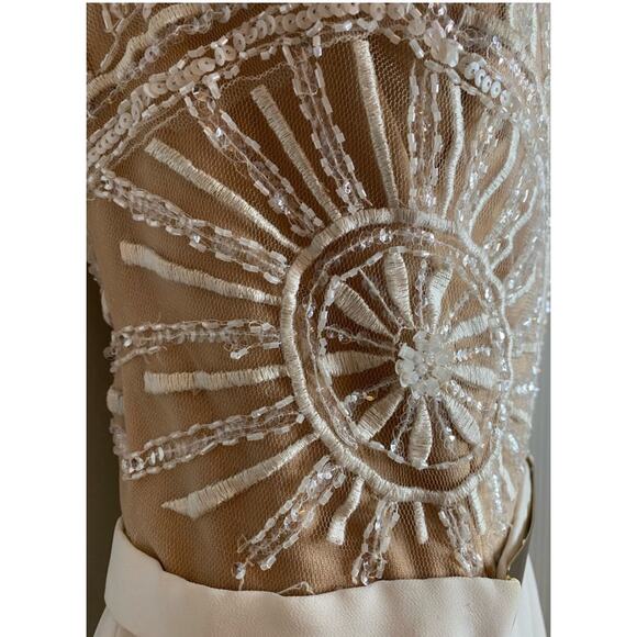 NWT Terani Couture Beaded Ivory and Nude dress. Size 12. Some minor repairs. - Picture 7 of 9